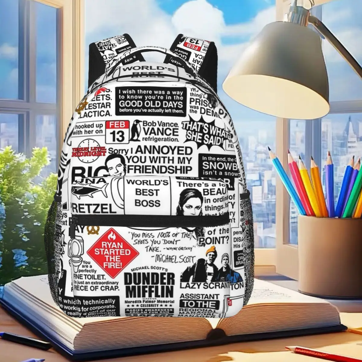 

Wise Words From The Office Quotes Backpack Student Boys Girls BookBag Children School Bag Laptop Shoulder Bags for Men Women