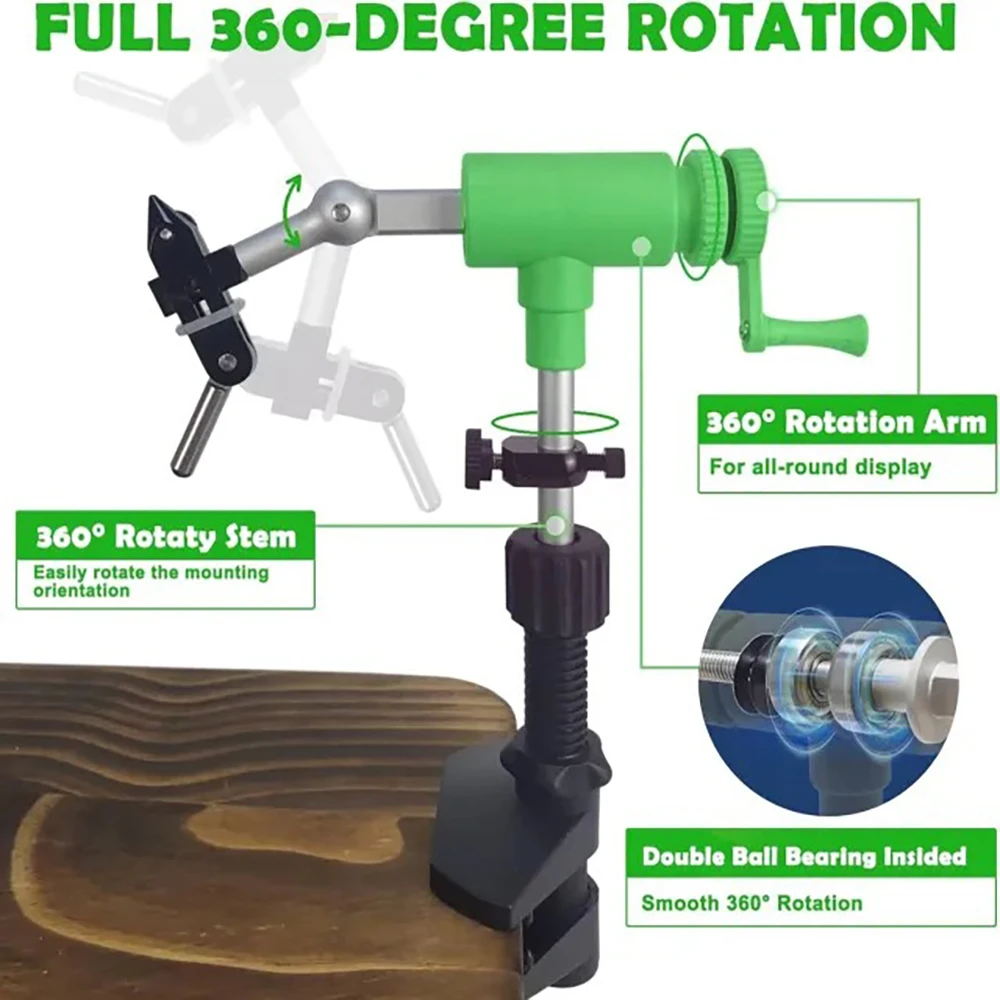 Portable 360° Rotary Fly Tying Vise C-Clamp Aluminum Fly Tying Tool