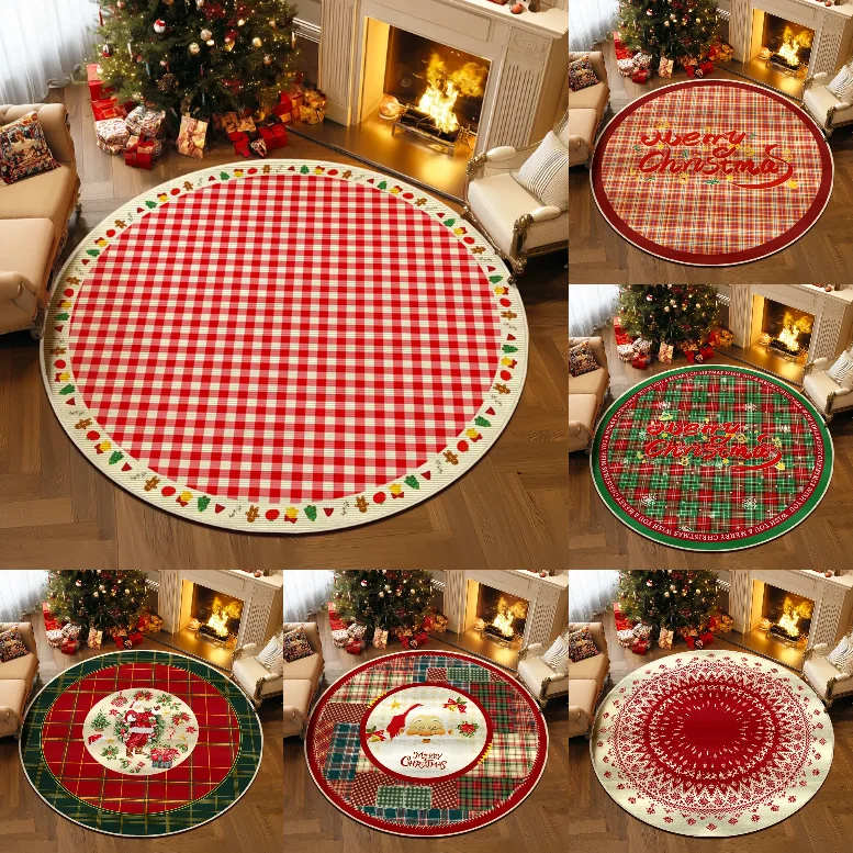 Christmas Tree Decorative Non-slip Rug  Round Living Room Rug  Holiday Rug  Sofa Rug  Bedside Rug Home Party Decorative Rug