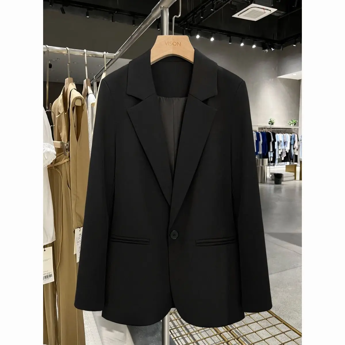 

Slim Fit Bla Hepburn Sle Women's Faionable Suit Jaet 2024 New Arrival Spring Autumn Profional Workwear
