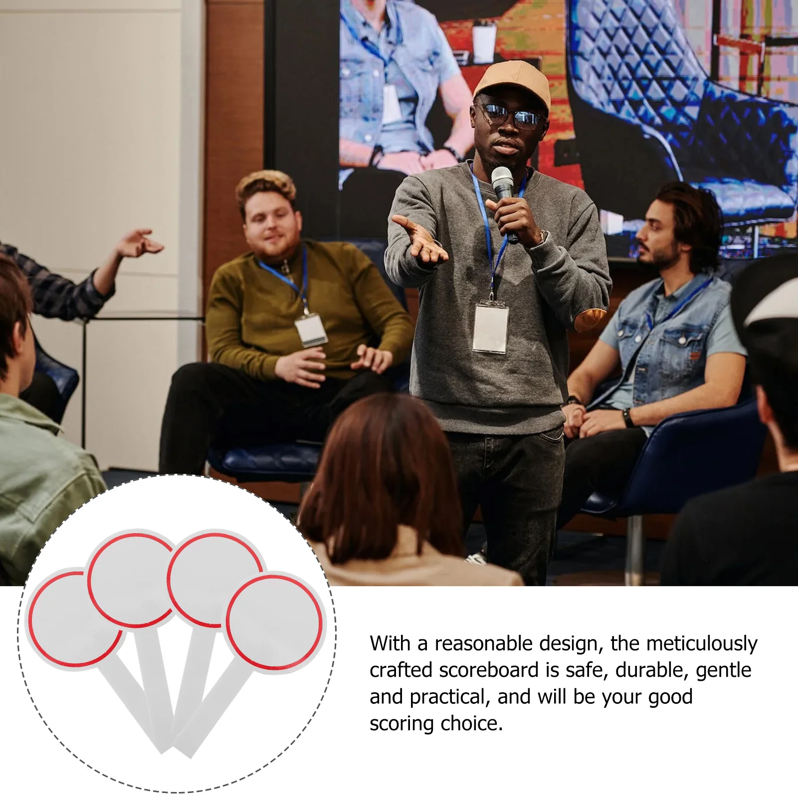 4 قطع من سبورة بيضاء محمولة للمناسبات - لوحة نتائج إسفنجية قابلة لإعادة الاستخدام من جانب واحد، لوحات مجداف للمسح الجاف للتحكم في لعبة التصويت