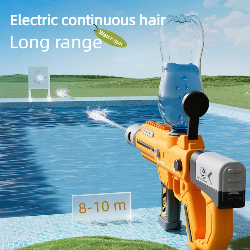 Pistola ad acqua Emitti a luce LED estiva Pistola ad acqua elettrica ad alta pressione completamente automatica da spiaggia per bambini Ragazzi Ragazze Collegare la bottiglia