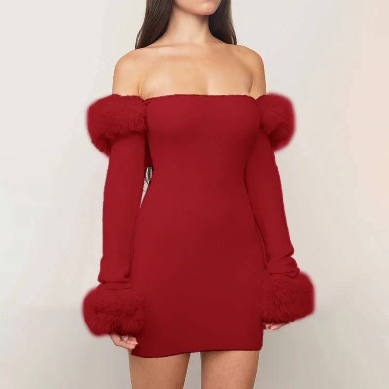 

Women's Fashion Off Shoulder Wrap Hip Party Dress Autumn New Temperament Commuting Women Long Sleeved Elegant High Waist Dresses