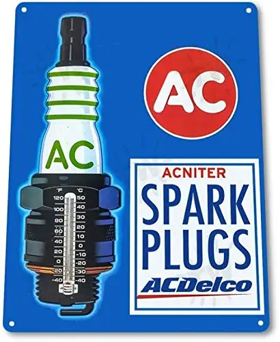 AC Spark Plugs Dealer Garage Shop Auto Retro Vintage Look Wall Decor Metal Tin Sign 8x12 Inches
