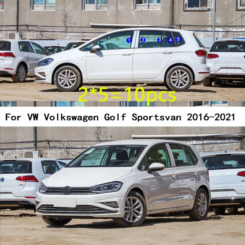 For VW Volkswagen Golf Sportsvan 2016 2017 2018 2019 2020 2021 Stickers Accessories Car TPU/Glossy Mirror Pillar Post Cover