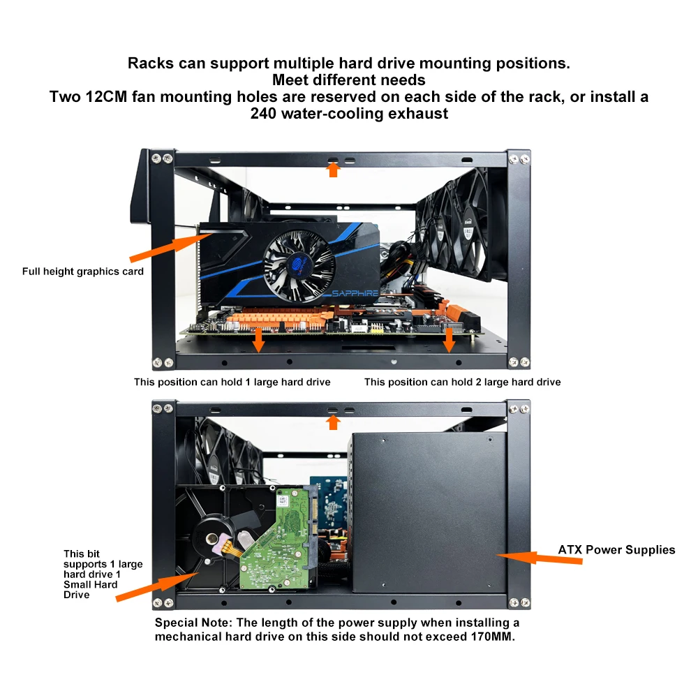 Imagem -05 - Computador Motherboard Case Rack Empilhável Open Chassis Rack pc Motherboard Case Frame para Atx Micro Atx Itx Motherboards X99