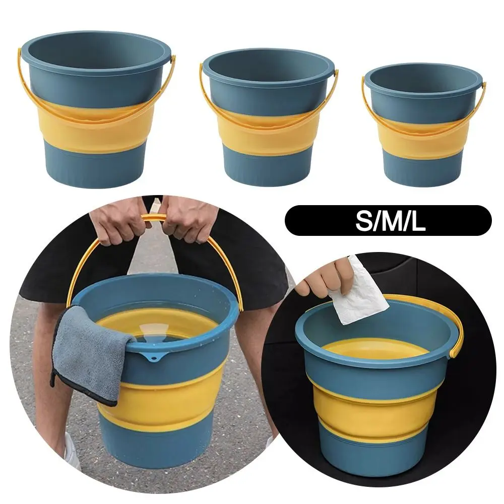 5/10/17L New Foldable Storage Bucket Space Saving Silicone Car Trash Can Large Capacity Foot Bath Buckets