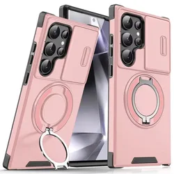 Magnetic Ring Holder Case with Sliding Camera Cover For Samsung Galaxy S25 S24 Ultra S23 Plus S22 S21 FE A55 A35 A25 A15 A16 A06
