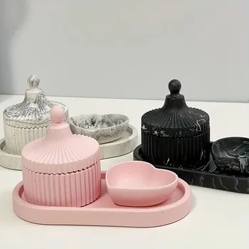 Molde de silicone para tanque de armazenamento de listras de concreto, faça você mesmo, disco em forma de coração, bandeja elíptica, gesso, cimento, resina