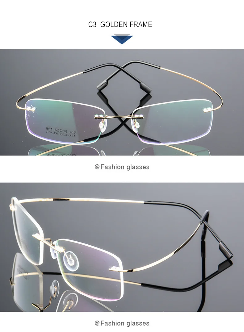 Randlose Kurzsichtigkeitsbrille Rezept -0,5 bis -8,0 Männer Frauen Titanlegierung Framless Kurzsichtige Brille Index 1,61 1,67 F082 – Detail 14