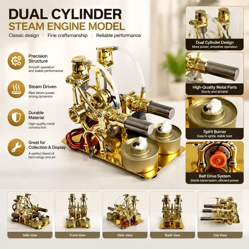 DIY Micro Model Steam Power Technology Science Generator Educational Physics Experiment Kit Mini Hot Air Stirling Engine