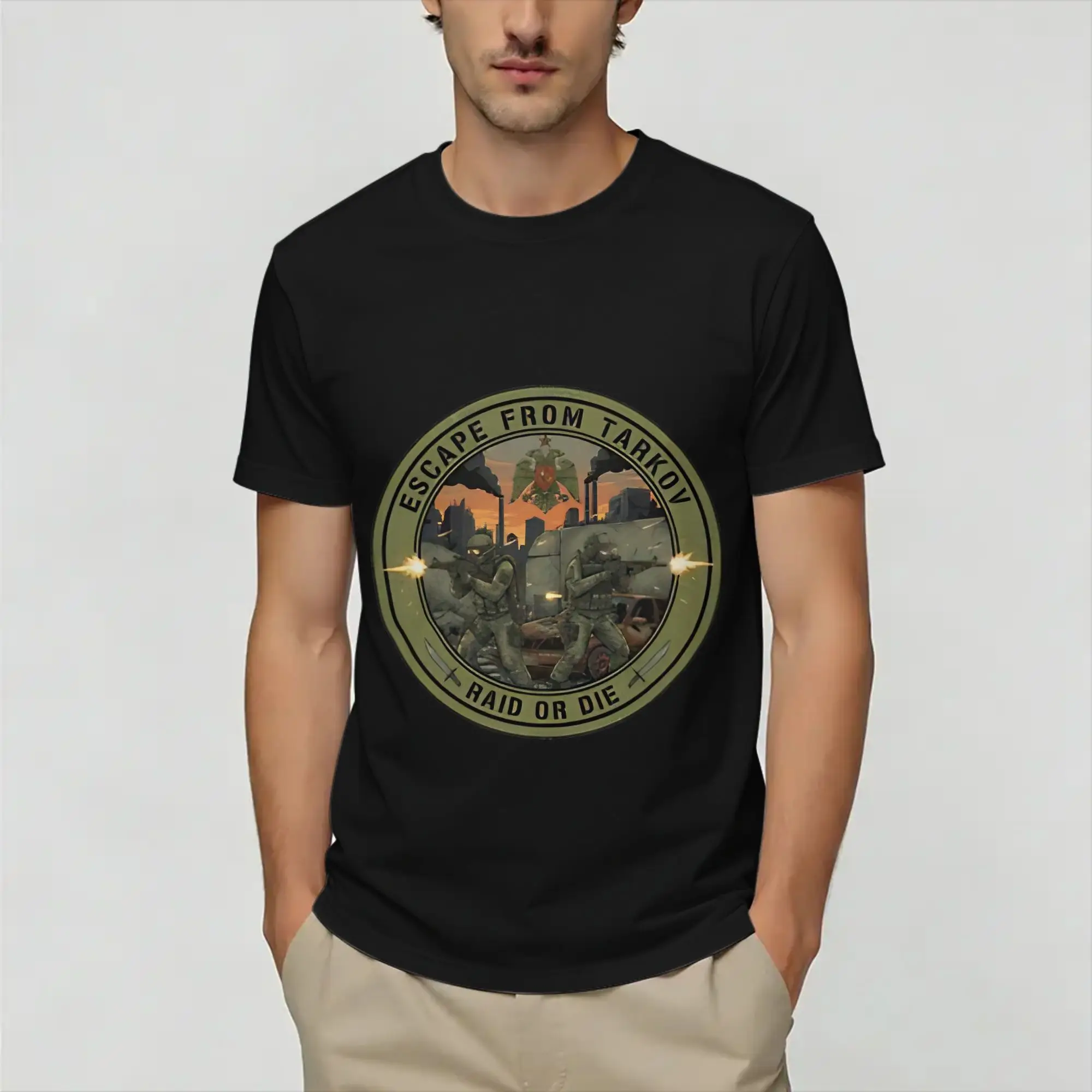Men Scav Run T Shirts  Escape from Tarkovs   Pure Cotton Clothes Vintage Short Sleeve Round Collar Tee Shirt Gift T-Shirts
