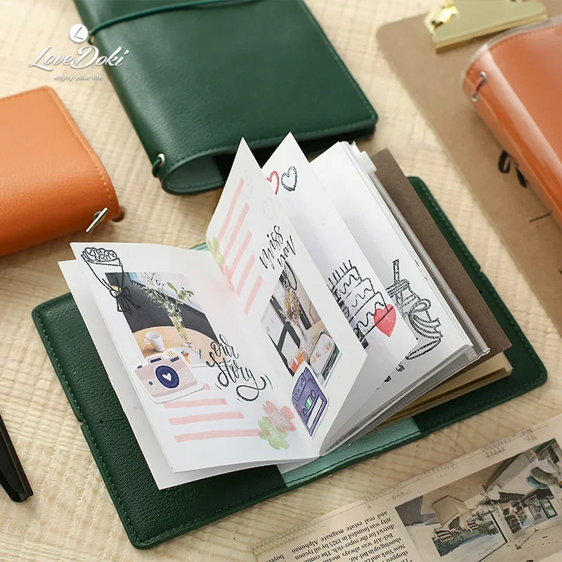 Lovedoki TN Standard Journal Notebook TN Passport PU Leather Cover Portable Notepad Traveller Agenda Planner Cute Diary