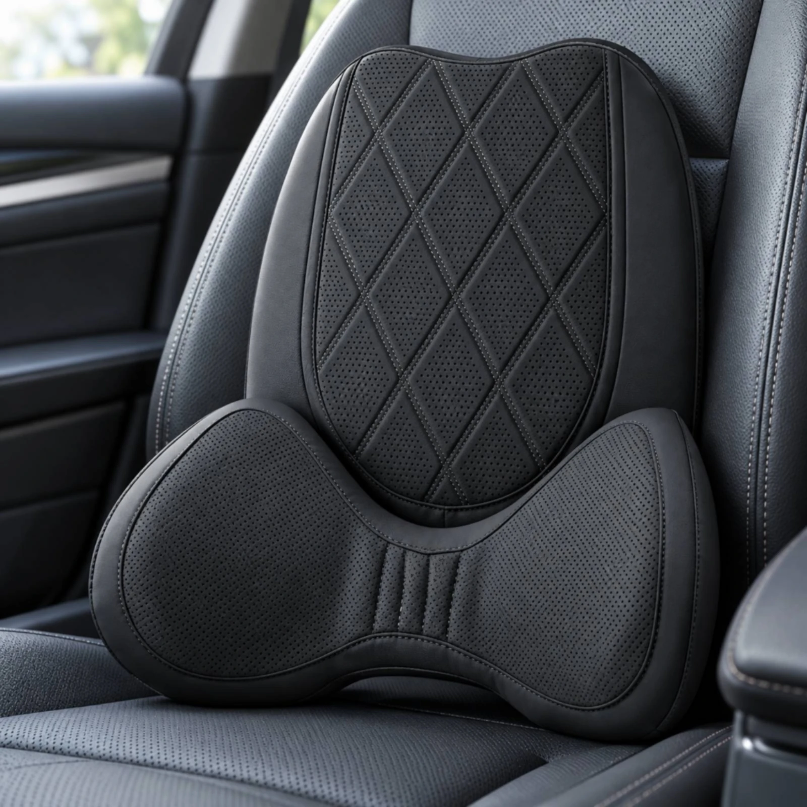 Contoured Backrest Cushion with Side Support Padded Car Seat Lumbar Support Cushion Lightweight Anti-Slip for Drivers