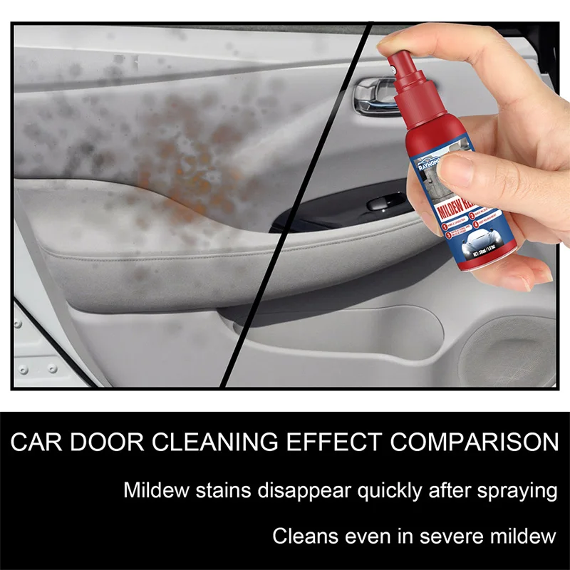 SEAMETAL 30ml Car Mildew Remover Multi-Functional Car Interior Cleaner Spray Stains Remover for Leather Fabric Car Seat Care