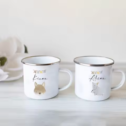 Personalized Children's Name Enamel Cup Gift Idea for A Baptism or Birth Personalized Enamel Mug for Kids Hot Chocolate Mug