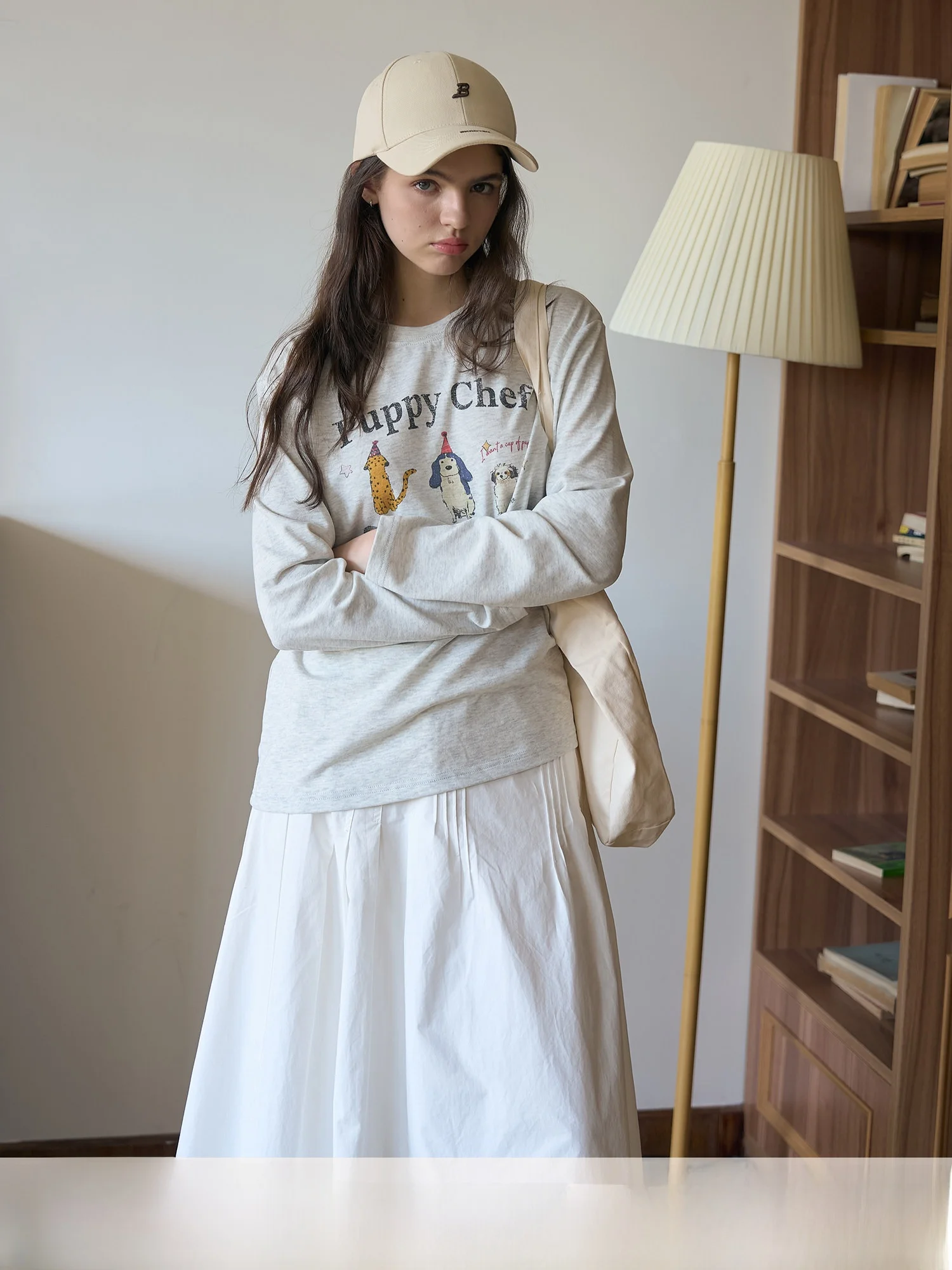 

Bruland Long Sve Cartoon Print T-irt Soft Skin-friendly Breathable round Ne Loose Women's Top Commute Sle Cotton Blend