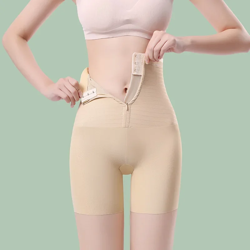 High-waisted Zipper Hip-lifted Belly Pants Postpartum Contouring Show Slim Belly Tucking Tummy Boxer Panties Shapers Women