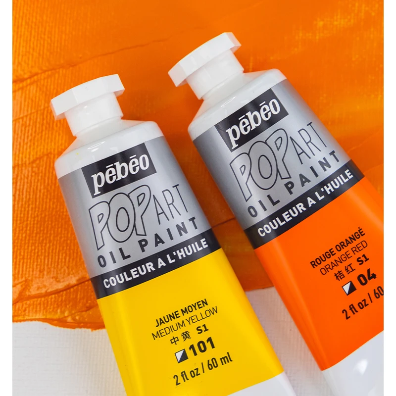 PEBEO POP ART Oil Paint 60ml 2fl oz Tubular 45 Colors Lightfast Student Artist Painting Titanium White Transparent pigment