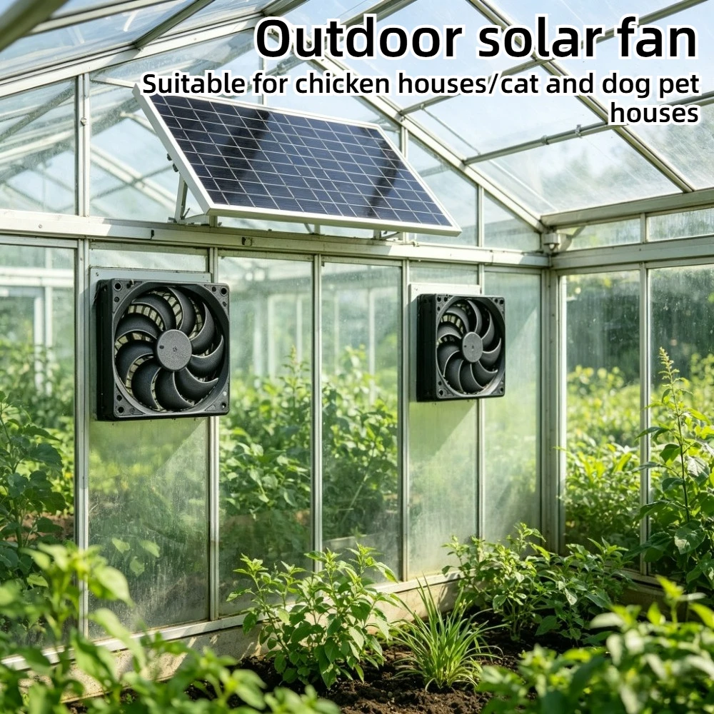 

Solar Powered Ventilation Exhaust Fan 10W 15W Weatherproof Cooling Fan for Chicken Coop Pet House Greenhouse Shed RV Attic