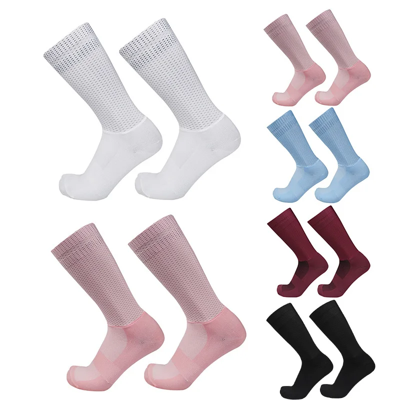 Silicone Summer Aero Mesh Cycling Socks New 2024 Refreshing Breathable Pro Racing Non-slip Silicone Sports Socks Calcetines