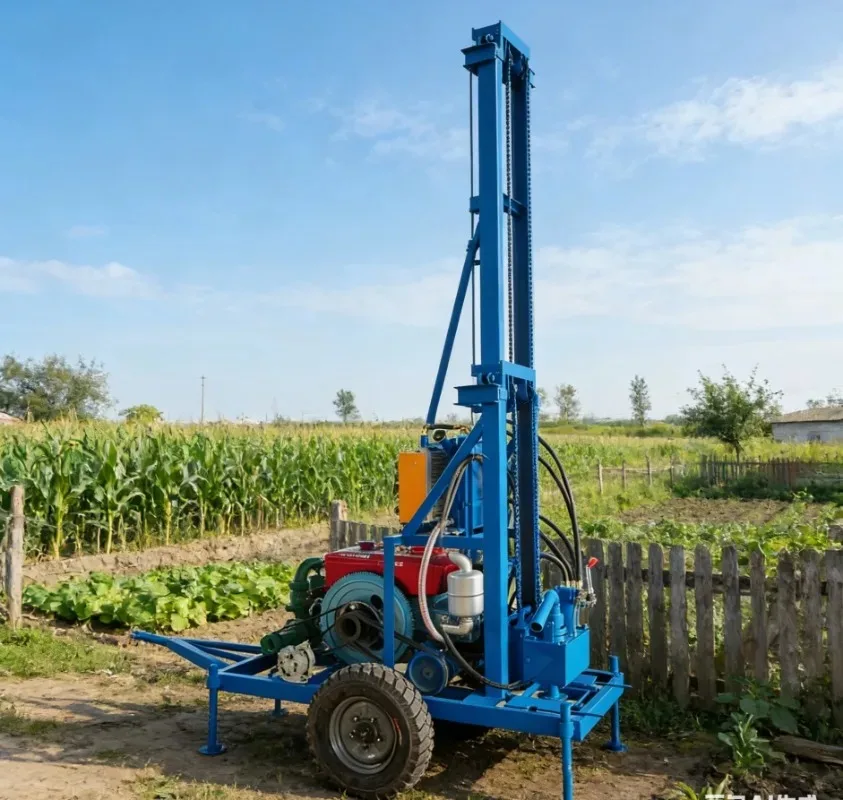Easy Carry Trailer Mounted Diesel Water Well Drilling Rig Small Portable Drilling Machine For Farm Irrigation