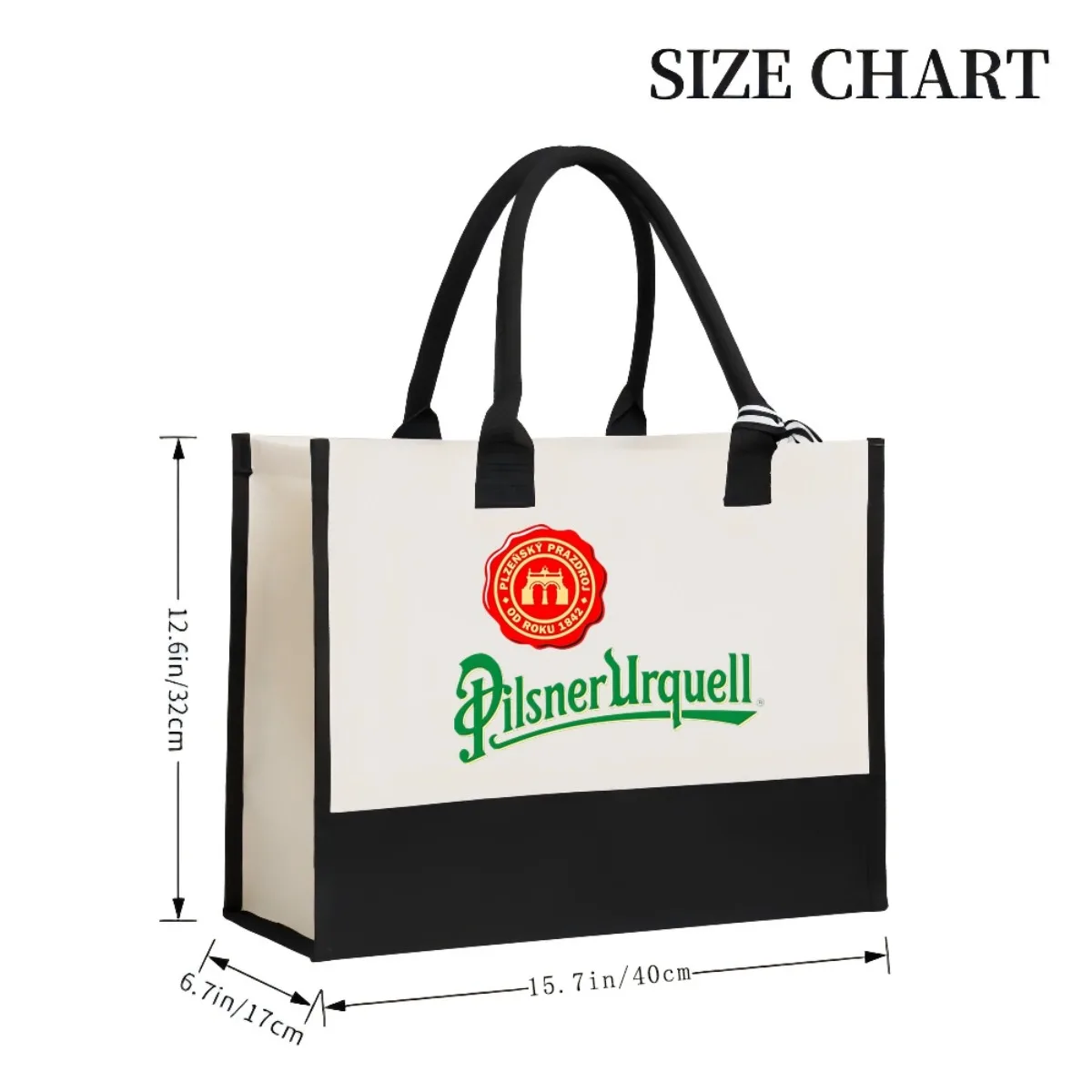 Pilsner Urquell شعار 2026 وصول جديد موضة عملية واسعة قابلة لإعادة الاستخدام حمل حقيبة نمط طباعة 2 لهجة الثقيلة كتف كبير #3