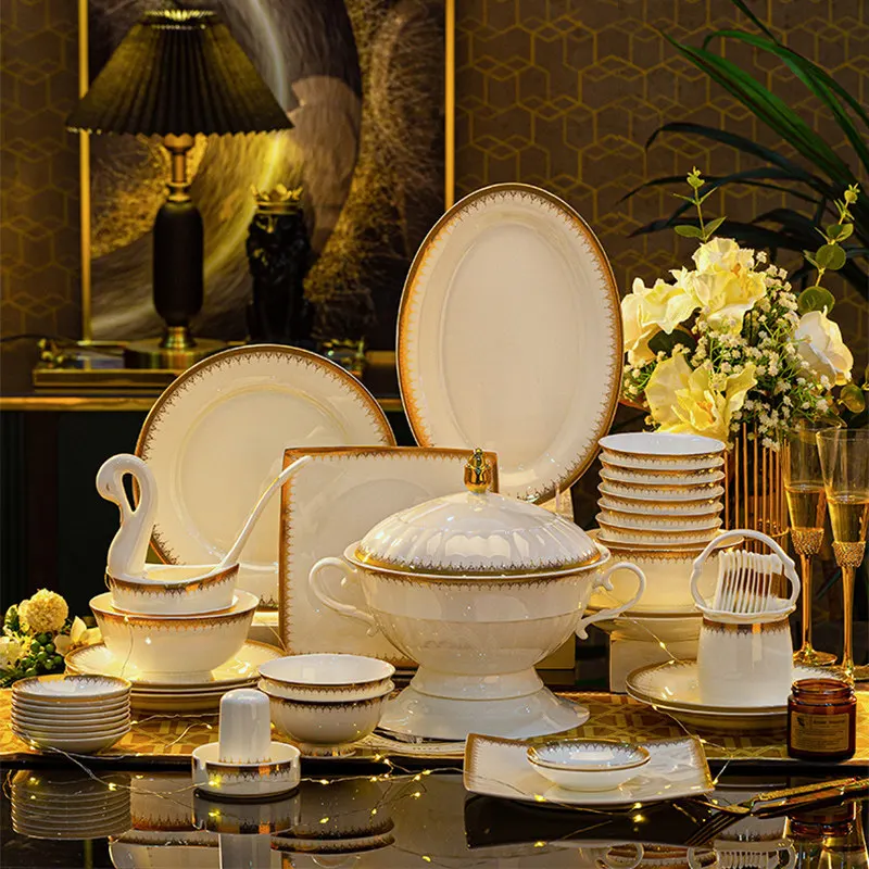 

Bone china dishes household high-end French ceramic tableware