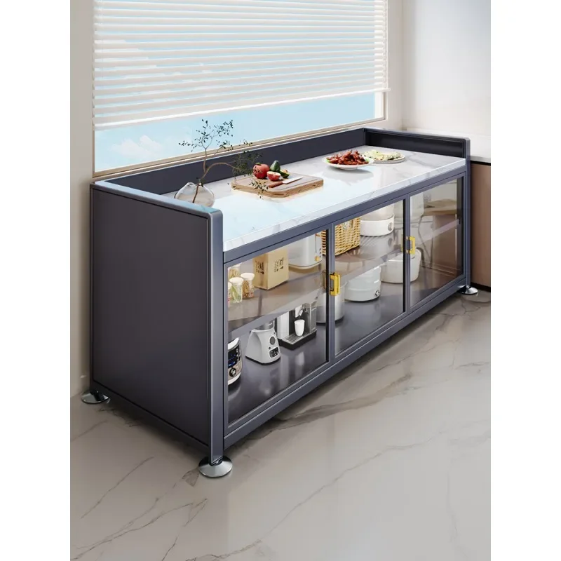 Slate kitchen shelves, multi-layer microwave oven storage racks, wall storage cabinets