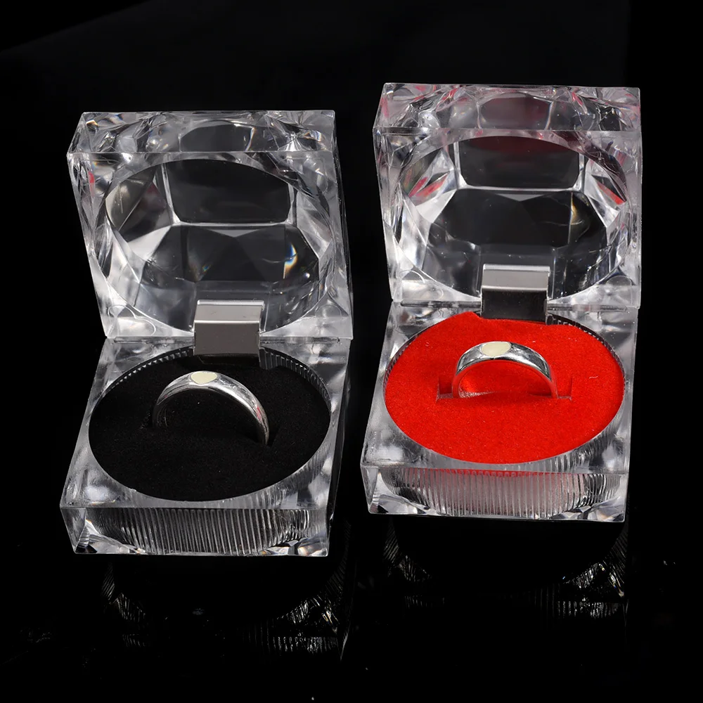 3pcs Organic Glass Squanre Ring Box Wedding Bridal Jewelry Storage Case Gift Boxes Rings Earrings Anti-oxidation Packaging Box