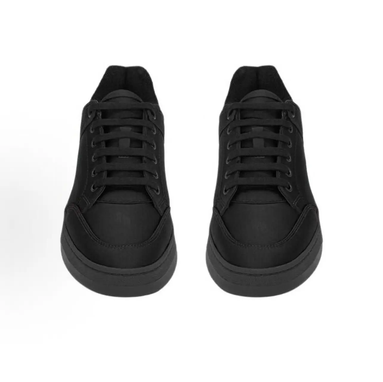 Unisex Fashion Low Cut All-black Board Shoes Matte Textile Upper Lace Up Wear-resistant Outsole Daily Skate Shoes