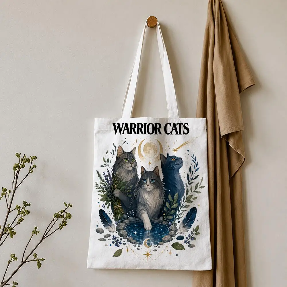 Warrior Cats Storage Bags Tote Bag Reusable Shoulder Shopping Foldable For School Work Travel Daily Use