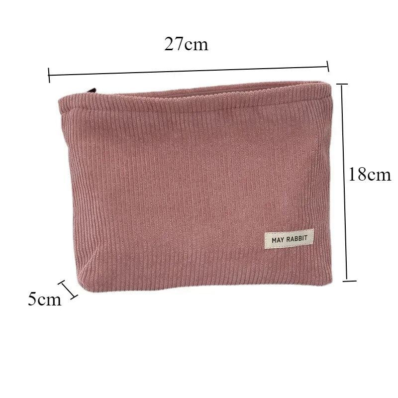 1pc Large Capacity Retro Corduroy Cosmetic Bag Women Clutch Bag Makeup Pouch Case Toiletries Bag Makeup Bags Travel Organizer