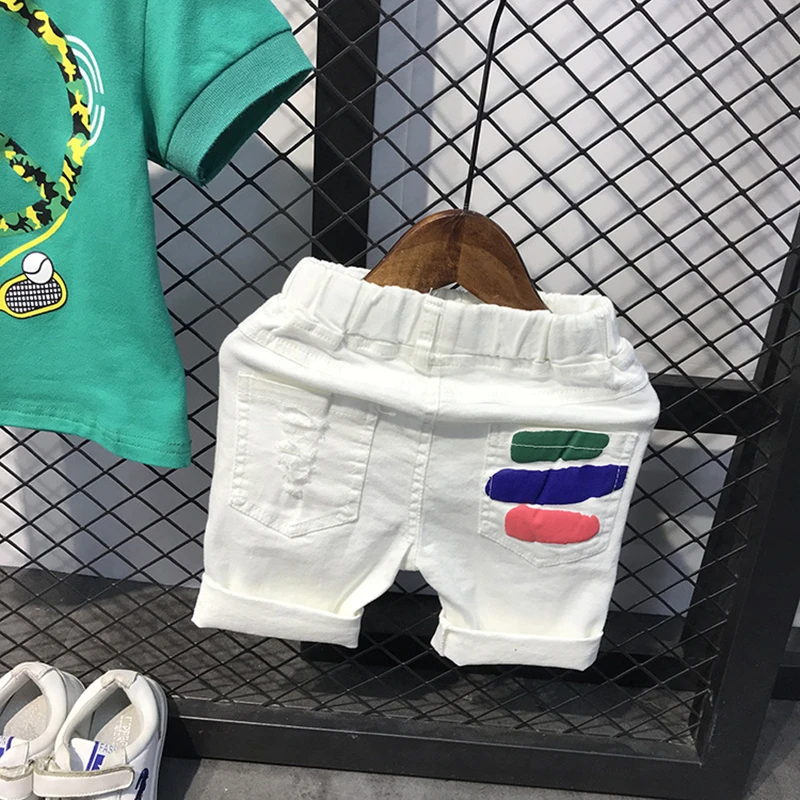 Fashion White Kids Shorts For 2-6Y ears Old New Style Casual Boys Shorts Children Holes Pants Cute Girls Shorts Summer Wear