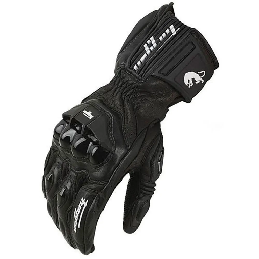 Guantes de cuero genuino para motocicleta, manoplas transpirables de dedo completo, protección para deportes al aire libre, resistentes al desgaste,