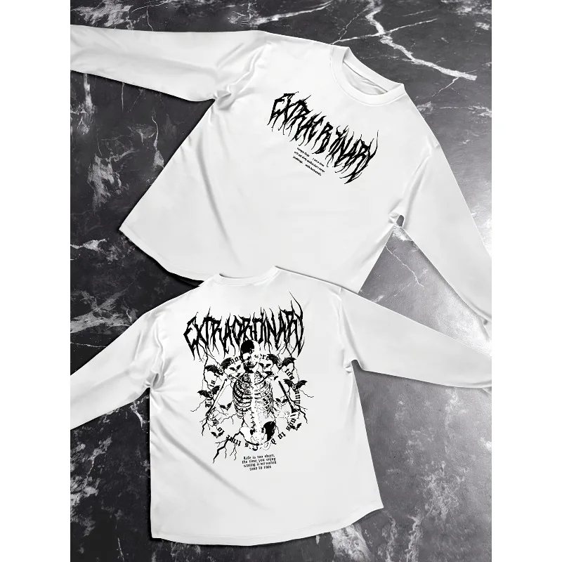 Men'S Long Sleeve T-Shirt with Print, Regular Spring/Autumn Sleeve Top, Outdoor Casual Top