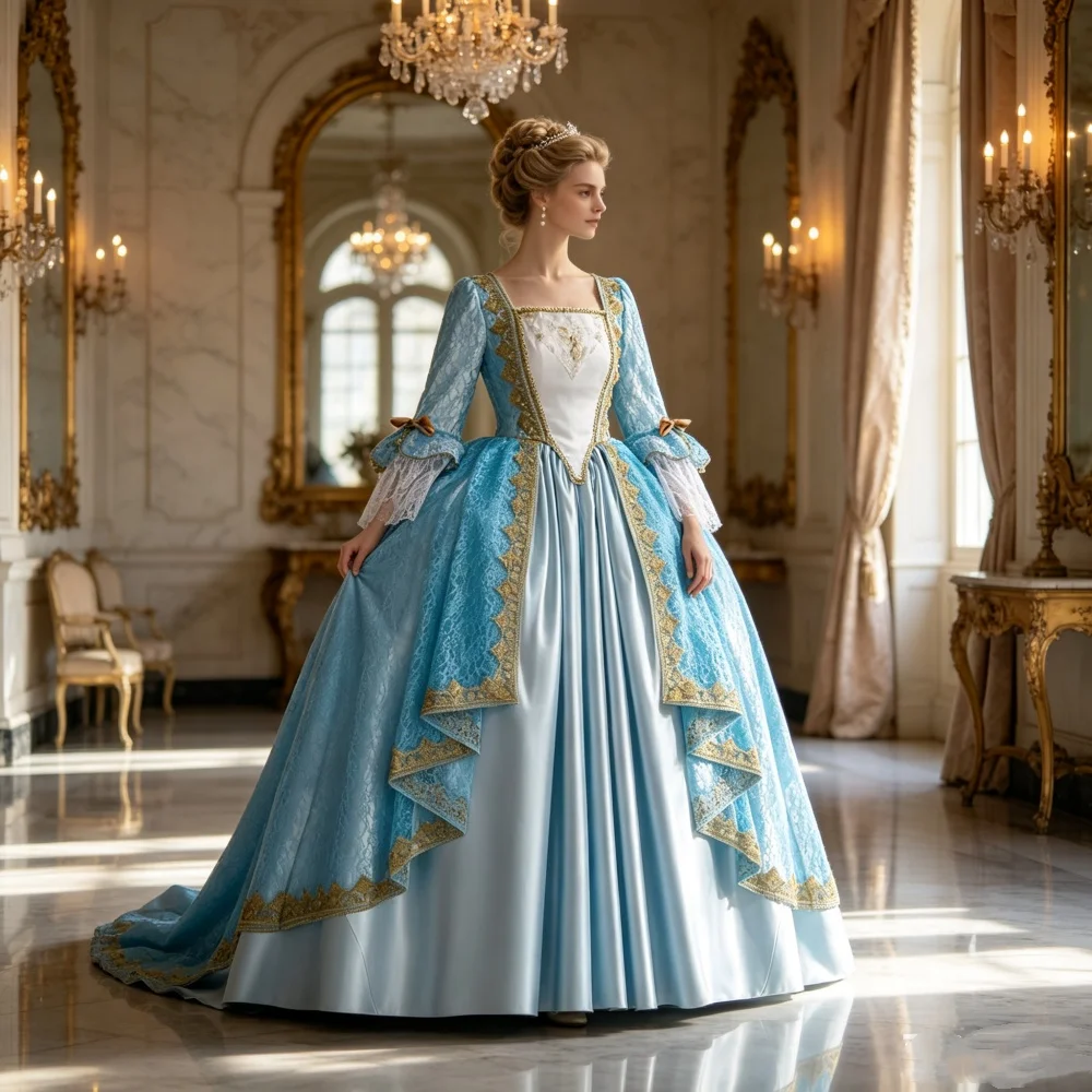 Gorgeous Luxury Rococo Dress Victorian Marie Antoinette Costume Halloween Carnival Theme Party Ball Gown Theater Clothing