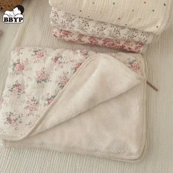 Baby Flower Print Muslin Blanket Quilt for Summer Infant Floral Muslin Comforter Napping Cover for Baby Bedding Quilts For Winte