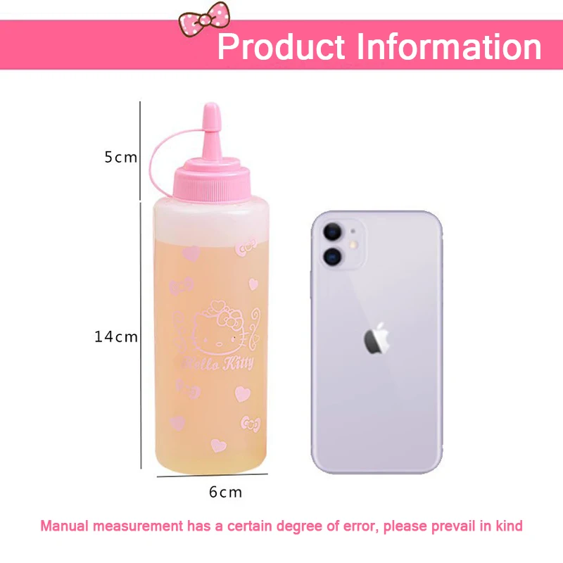 سانريو مرحبا كيتي ضغط زجاجة صلصة لطيف البلاستيك بهار زجاجات الكاتشب شواء زجاجة زيت الزيتون موزع لوازم المطبخ