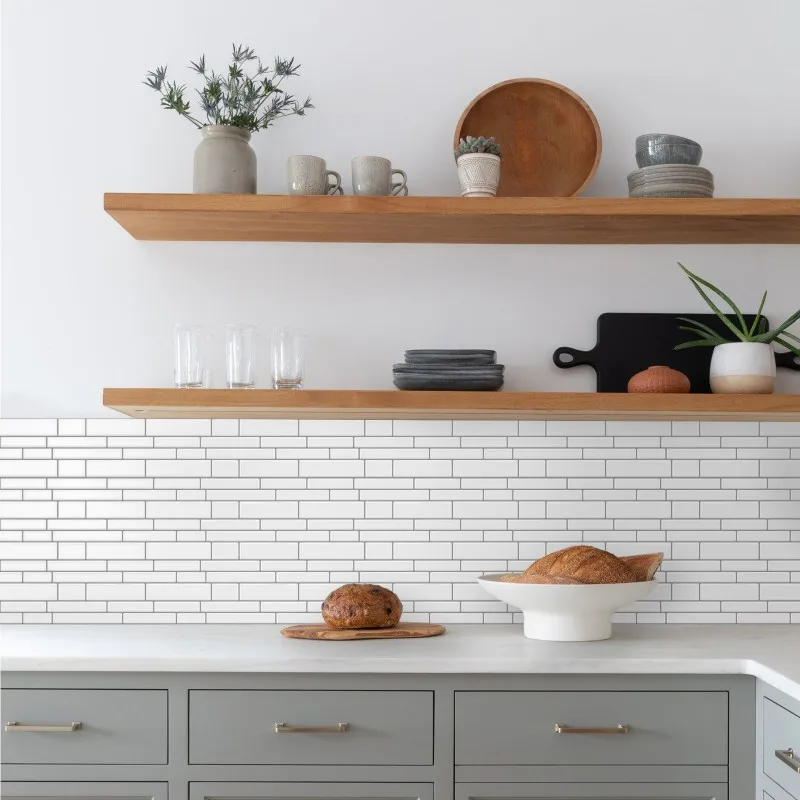 

5 Pcs Peel and Stick Backsplash Tiles, 12x12 Inch Self Adhesive Subway Tiles for Kitchen and Bathroom Wall, Easy Install DIY De