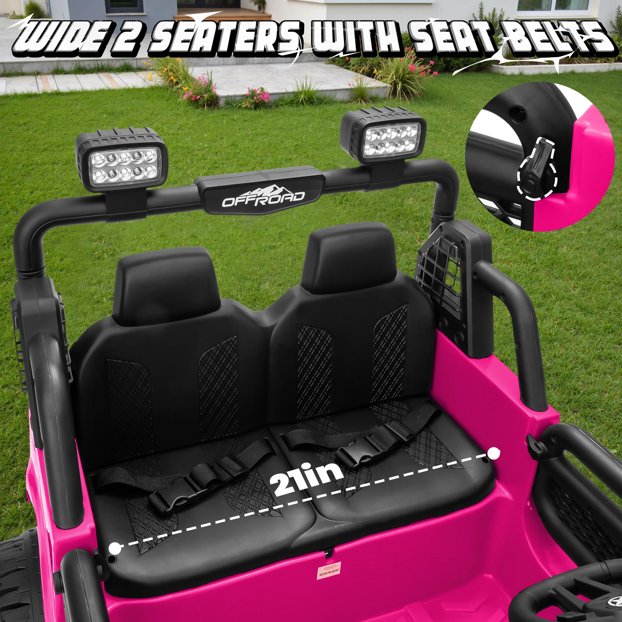 UTV elétrico infantil 24V 4WD com controle remoto, assento grande e 3 velocidades