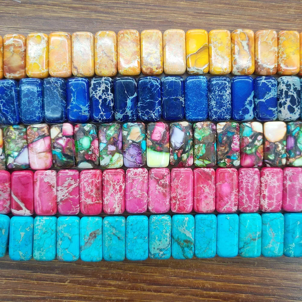 

10x20mm Natural Semi-precious Stone Loose Beads Rectangle Shape DIY Bracelet Necklace Jewelry Accessories High Quality