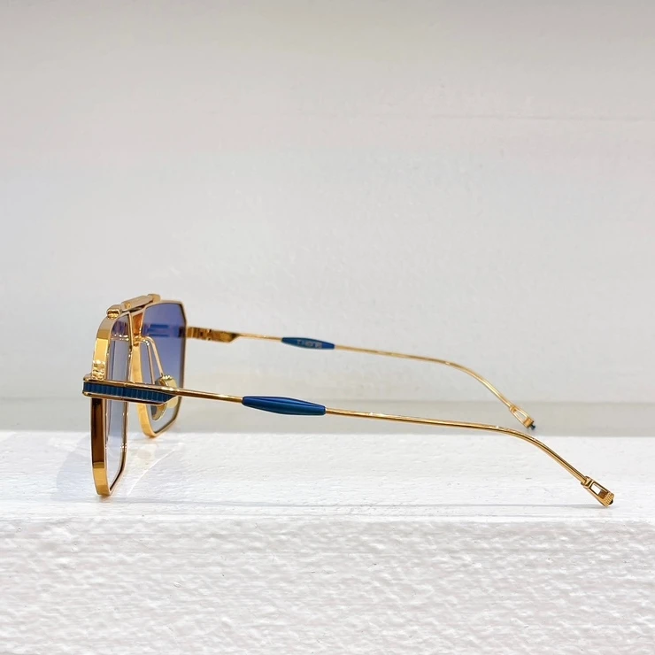 BMC004 Fashion Sunglasses Man Woman, Iconic Double Bridge Geometric Design, UV Blocking Gradient Blue Lens, Elevate Your Outfit