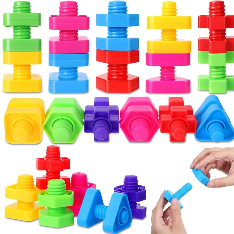 20/10Pair Plastic Jumbo Nuts And Bolts Toys Kids Screw Building Blocks Fine Motor Skills Occupational Therapy Educational Gifts