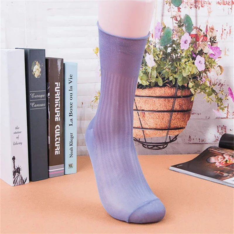 10 Pairs Men\'s Socks Men Summer Nylon Socks Mans Thin Transparent Business Suit Formal Dress Silk Stockings Man Socks Wholesale