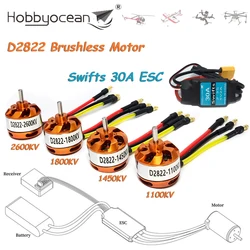 D2822 Brushless Motor 2-3S Lipo w/ Swifts 30A ESC Combo for RC Aircraft Multi Axis Fixed-Wing Helicopter RC Spare Accessories