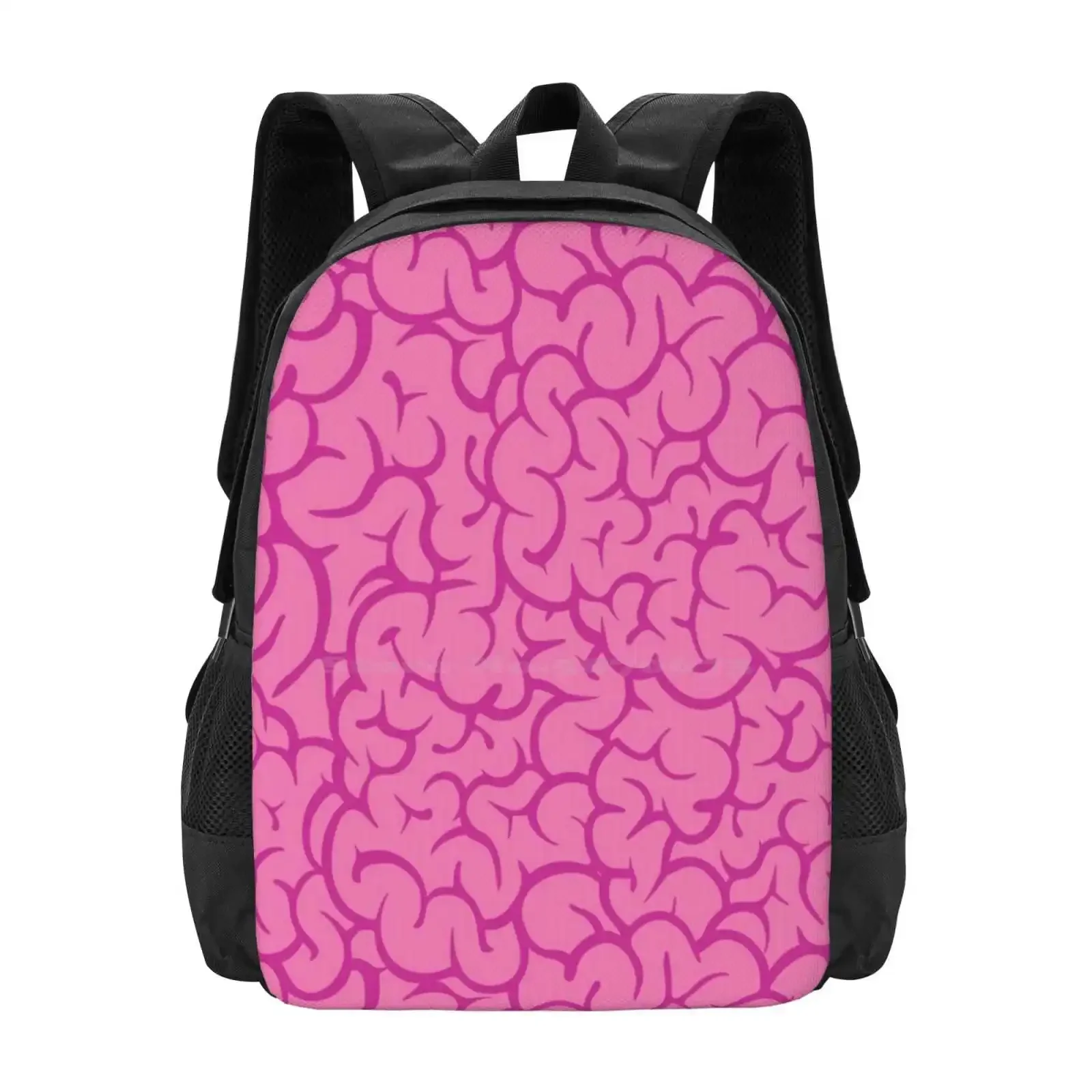 

Pink Brains Pattern Hot Sale Schoolbag Backpack Fashion Bags Zombie Gut Health Pattern Vector Colon Seamless Food Digestive