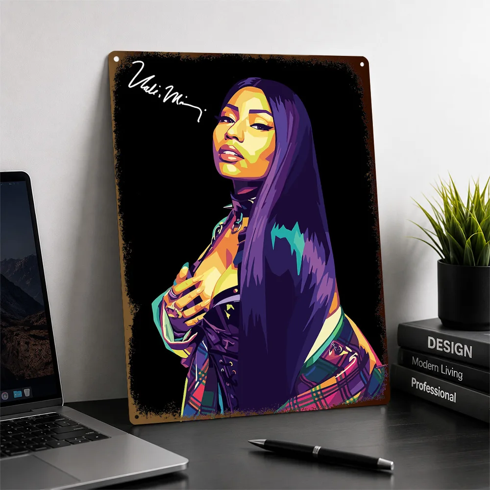 Nicki Minaj Color Block Portrait Aluminum Poster Customized Metal Tin Sign Album Era Tribute Wall Art Enhances Creative Studio