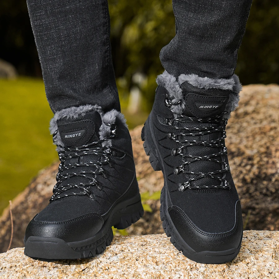 Herren-Schneestiefel, Winterschuhe, Schnürschuhe, warmhaltend, rutschfest, zum Gehen, Klettern, Wandern, Plateausohle, Outdoor-Herren-Knöchelstiefel. – Detail 8