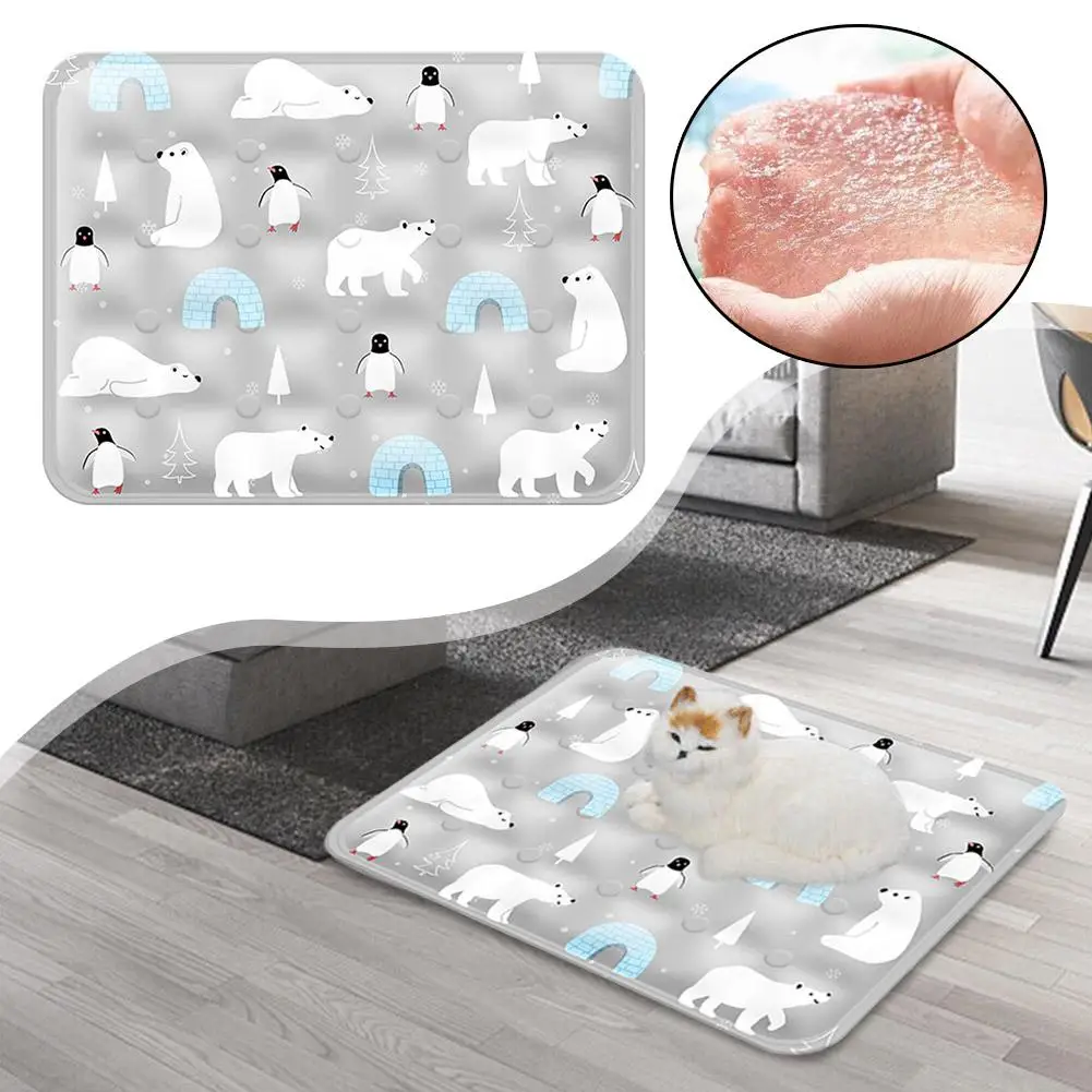 Summer Pet Cooling Pad Ice Crystal Gel Cool Down Cat Bed Dog Pad Collapsible Pet Resistance Grasp To Accessories Rectangle Z4S8